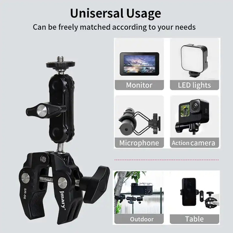 JMARY SR-56 For GoPro Action Camera Phone Holder Aluminum Camera Mount Clamp JMARY SR-56 For GoPro Action Camera Phone Holder Aluminum Camera Mount Clamp